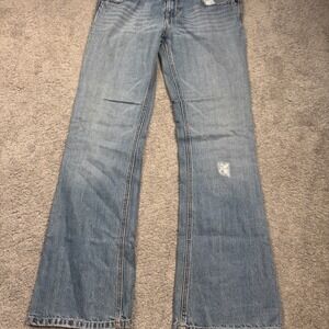 Vintage Hollister Women's 12 Mid Wash Wide Leg Jeans Y2K